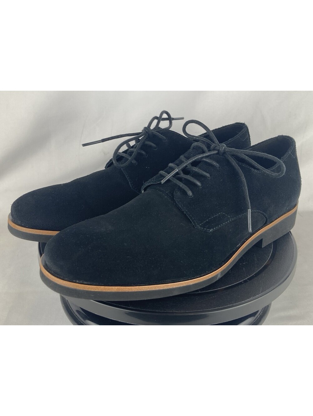 Men’s 8.5 Calvin Klein Faustino Black Suede Oxfords Derby Dress Shoes Lace Up